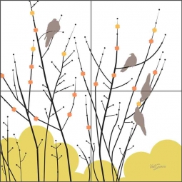 Morning Doves 1 by Evelia Ceramic Tile Mural OB-ES33a