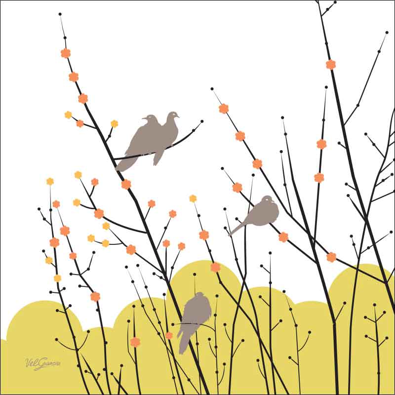Morning Doves 2 by Evelia Ceramic Accent & Decor Tile - OB-ES33bAT