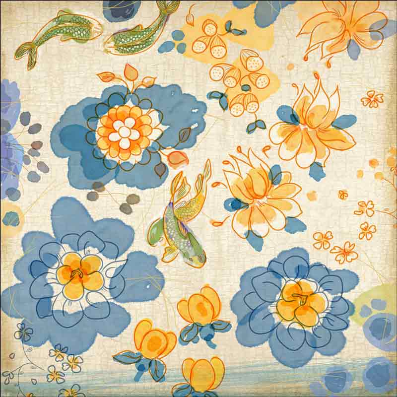 Asian Tea Flowers by Evelia Ceramic Accent & Decor Tile OB-ES53aAT