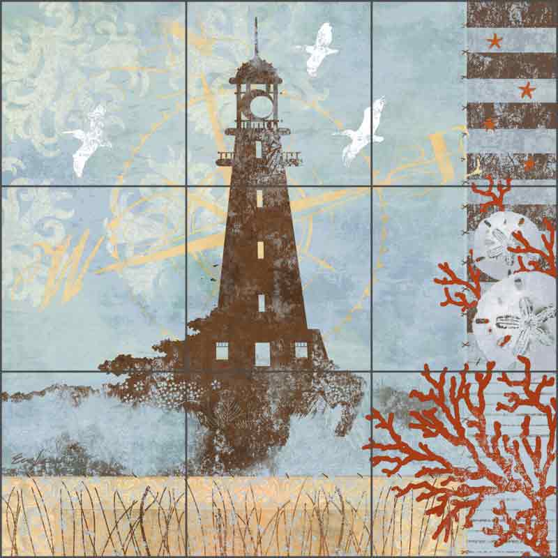 Oceanside Breeze by Evelia Ceramic Tile Mural - OB-ES75c