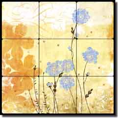 Wild Pincushions by Evelia Tumbled Marble Tile Mural 12" x 12" - OB-ES80a