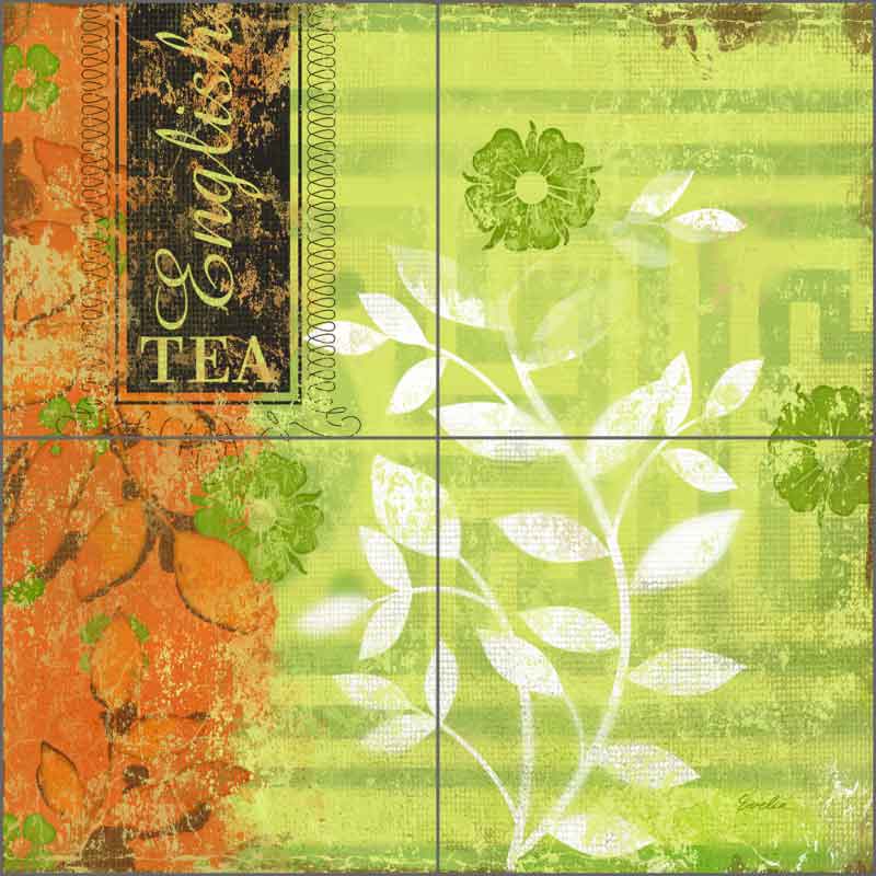 English Tea Garden II by Evelia Ceramic Tile Mural - OB-ES82f