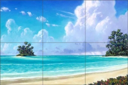 Island Shelter by Rick Novak Ceramic Tile Mural OB-KN19
