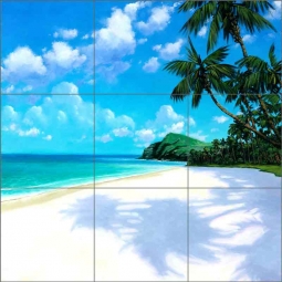 Tile Mural Backsplash Ceramic Miller Tropical Beach Seascape Art DMA2026