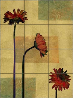 Metal Gerbera I by Louise Montillio Ceramic Tile Mural - OB-LM86a