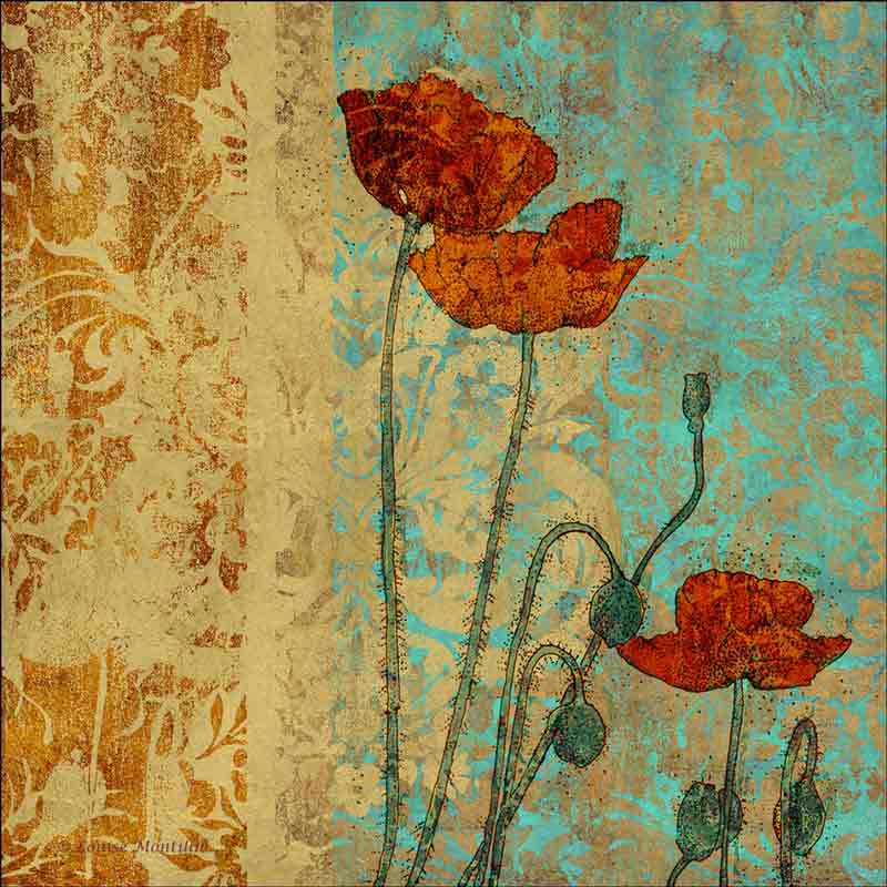 Poppies I by Louise Montillio Ceramic Accent & Decor Tile - OB-LM100aAT