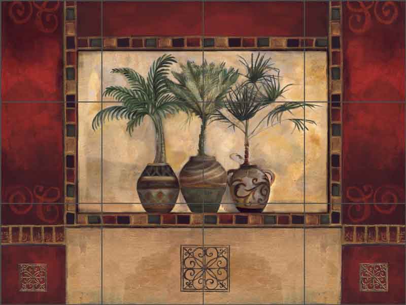 Tropical Palms II by Louise Montillio Ceramic Tile Mural OB-LM48-4