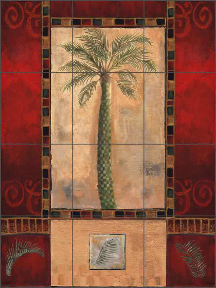 Tropical Palms III by Louise Montillio Ceramic Tile Mural - OB-LM48a