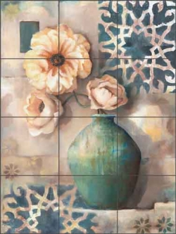 Mediterranean Poppies II by Louise Montillio Ceramic Tile Mural OB-LM52b