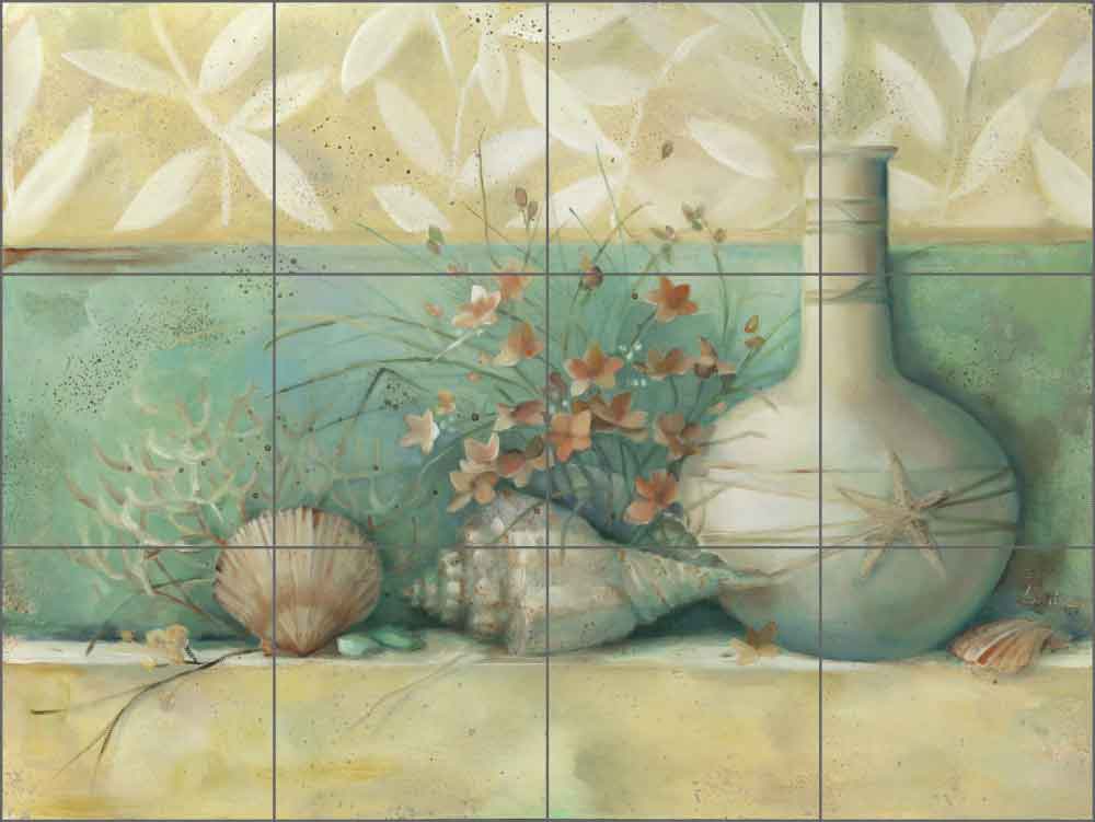 Montillio Sea Life Shells Glass Tile Mural 24" x 18" - OB-LM54b