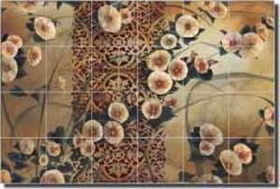 Montillio Morning Glory Floral Ceramic Tile Mural 25.5" x 17" - OB-LM63