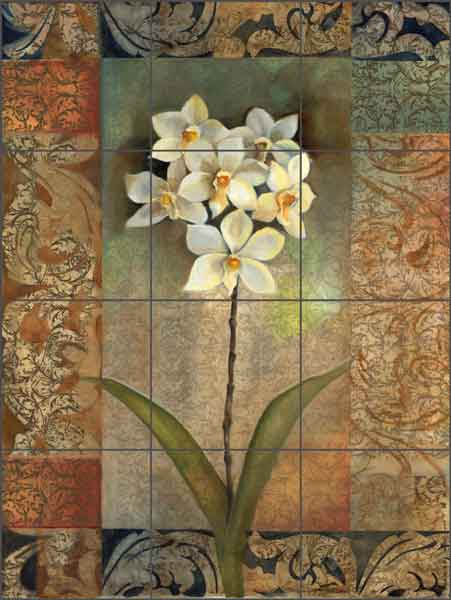 Pattern Orchids by Louise Montillio Ceramic Tile Mural - OB-LM65a