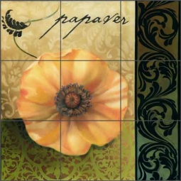 Yellow Poppy by Louise Montillio Ceramic Tile Mural - OB-LM66b