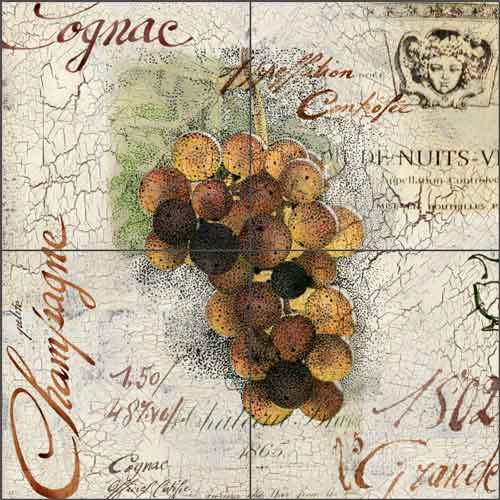 Grapes I by Louise Montillio Ceramic Tile Mural - OB-LM95a