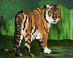 Tiger by Paned Expressions Studios Ceramic Tile Mural OB-PES01