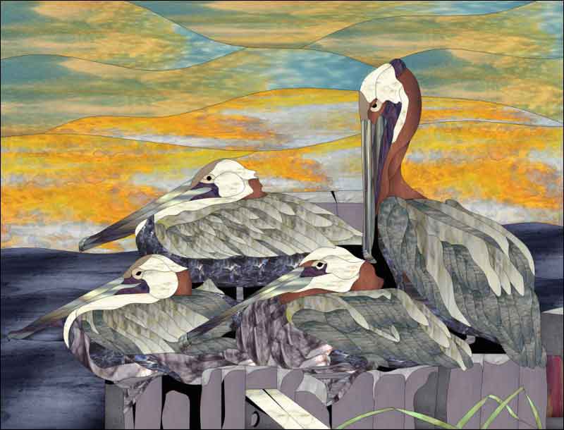 Pelicans by Paned Expressions Studios Ceramic Accent & Decor Tile - OB-PES04AT