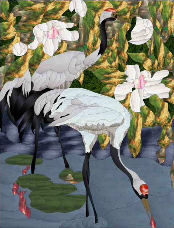 Cranes by Paned Expressions Studios Ceramic Accent & Decor Tile - OB-PES08AT