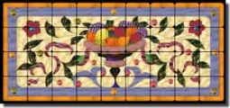 Paned Expressions Fruit Bowl Tumbled Marble Tile Mural 36" x 16" - OB-PES102