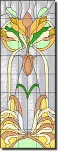 Paned Expressions Art Deco Floral Ceramic Tile Mural 12.75" x 34" - OB-PES22