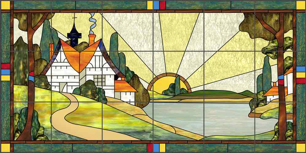 Arts & Crafts - Landscape II by Paned Expressions Ceramic Tile Mural OB-PES30