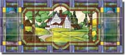 Paned Expressions Landscape Ceramic Tile Mural 29.75" x 12.75" - OB-PES31