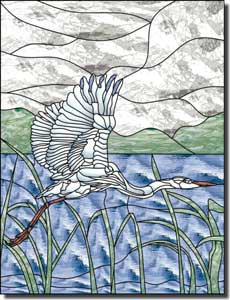 Paned Expressions Egret Bird Ceramic Accent Tile 6" x 8" - OB-PES37AT