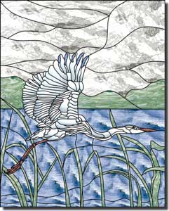 Paned Expressions Egret Bird Ceramic Accent Tile 8" x 10" - OB-PES37AT