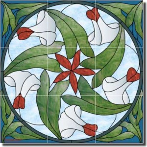 Fl Ceramic Tile Mural, Art Nouveau Ceramic Tile Mural