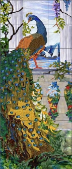 Tiffany Peacock by Paned Expressions Ceramic Tile Mural OB-PES81