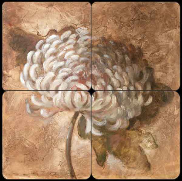 Ochre Mum by Wilder Rich Tumbled Marble Tile Mural - OB-WR1237