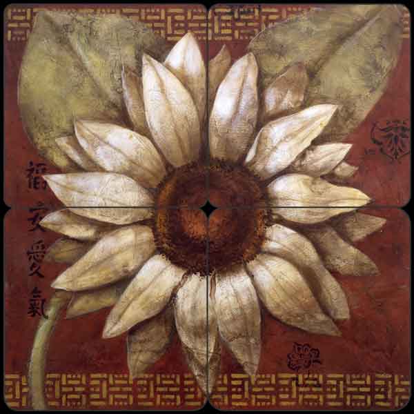 China Doll Daisy by Wilder Rich Tumbled Marble Tile Mural OB-WR1320