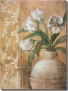 Rich Tulip Floral Glass Tile Mural 18" x 24" - OB-WR1461