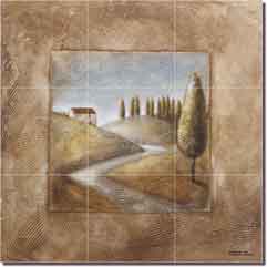 Rich Tuscan Landscape Ceramic Tile Mural 18" x 18"