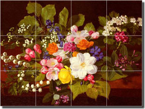 Ottesen Floral Flowers Ceramic Tile Mural 17" x 12.75" - ODO002