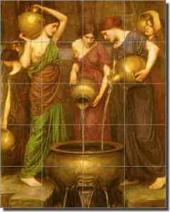 Waterhouse Danaides Old World Ceramic Tile Mural 24" x 30" - OWI009