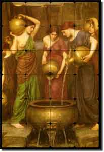 Waterhouse Danaides Old World Tumbled Marble Tile Mural 24" x 36" - OWI009