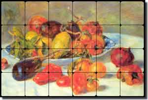 Renoir Fruit Kitchen Tumbled Marble Tile Mural 24" x 16" - PAR001