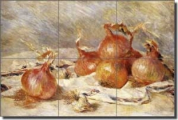 Renoir Onions Vegetable Ceramic Tile Mural 18" x 12" - PAR002