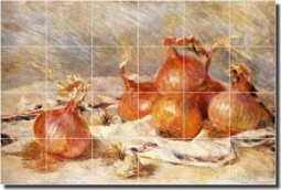 Renoir Onions Vegetable Ceramic Tile Mural 25.5" x 17" - PAR002