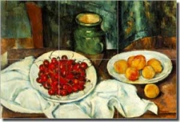 Cezanne Fruit Cherry Ceramic Tile Mural 18" x 12" - PC004