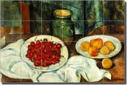 Cezanne Fruit Cherry Ceramic Tile Mural 25.5" x 17" - PC004