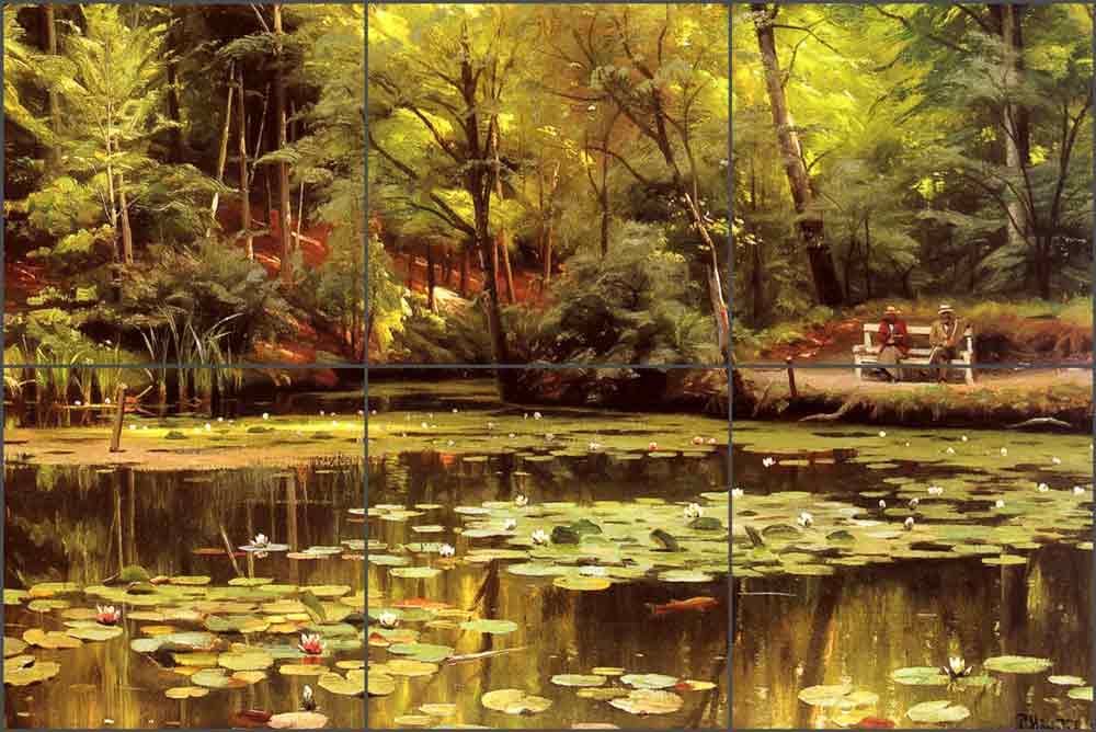 Waterlilies by Peder Mork Monsted Ceramic Tile Mural - PMM002