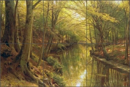 A Woodland Stream by Peder Mork Monsted Ceramic Tile Mural PMM010
