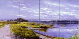 River Landscape 2 by Peder Mork Monsted Ceramic Tile Mural - PMM012
