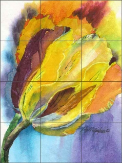 Iris Floral Tile Backsplash Neufeld Floral Art Ceramic Mural PNA018 