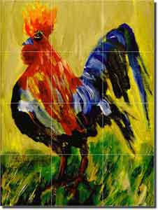 Neufeld Rooster Bird Ceramic Tile Mural 18" x 24"