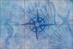 Vintage Nautical Compass by Andrea Haase Ceramic Tile Mural - POV-AH001