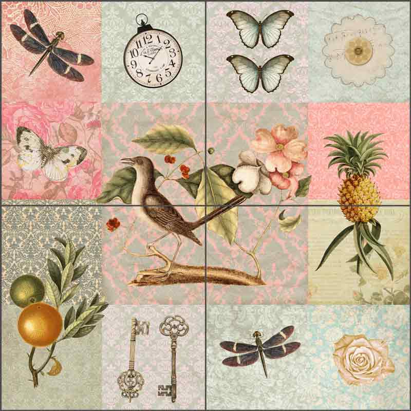 Vintage Patchwork by Andrea Haase Ceramic Tile Mural - POV-AH007CS