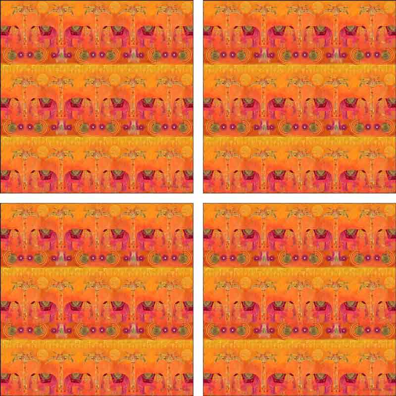 Exotic Elephants Repeat by Andrea Haase Ceramic Accent & Decor Tile Set - POV-AH012AT