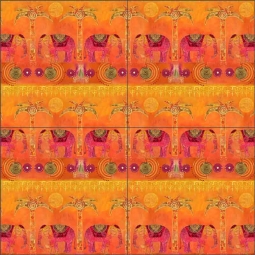 Exotic Elephants Repeat by Andrea Haase Ceramic Tile Mural POV-AH012